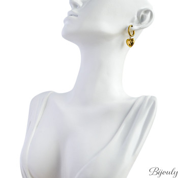 Parure Cœur Nacré – Collier verre blanc & créoles | Bijouly