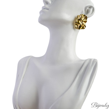 Parure Origami – Puces & bague doré froissé | Bijouly