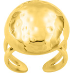 Bague ajustable Dôme — acier doré large