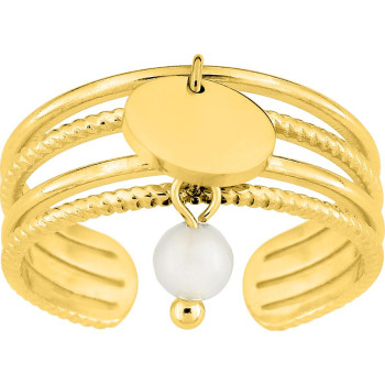 Bague ajustable agate blanche – Acier doré | Bijouly