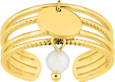Bague ajustable agate blanche – Acier doré | Bijouly
