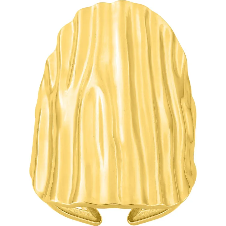 Bague ajustable large – Acier doré | Bijouly