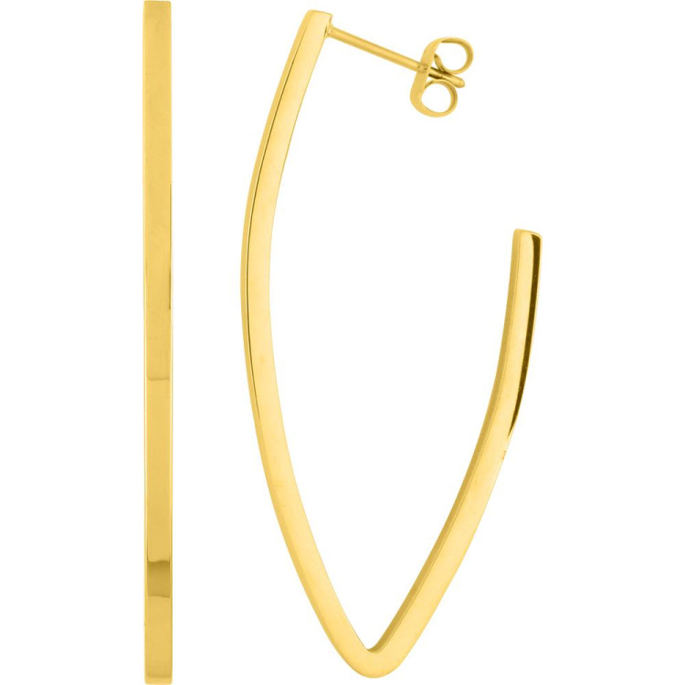 Boucles d'oreilles demi-créoles – Acier doré | Bijouly