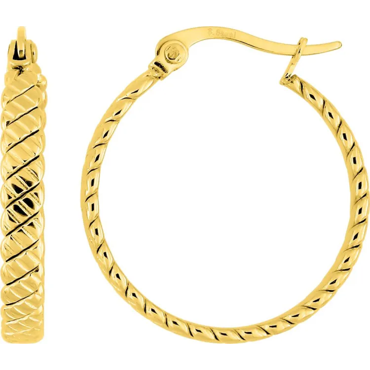 Boucles d'oreilles créoles – Acier doré (fines) | Bijouly