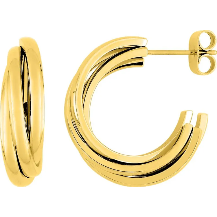 Boucles d'oreilles demi-créoles – Acier doré (grandes) | Bijouly