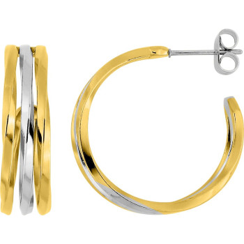 Boucles d'oreilles demi-créoles bicolores – Acier doré (v.1) | Bijouly