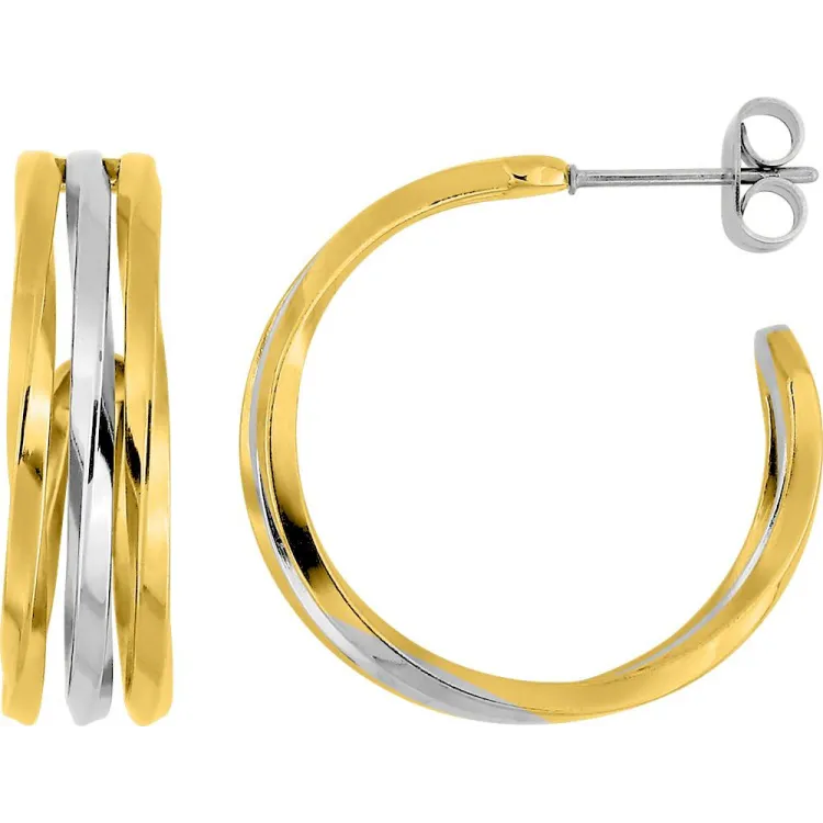 Boucles d'oreilles demi-créoles bicolores – Acier doré (v.1) | Bijouly
