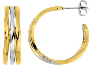 Boucles d'oreilles demi-créoles bicolores – Acier doré (v.1) | Bijouly