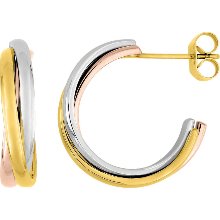 Boucles d'oreilles demi-créoles bicolores – Acier doré (v.2) | Bijouly