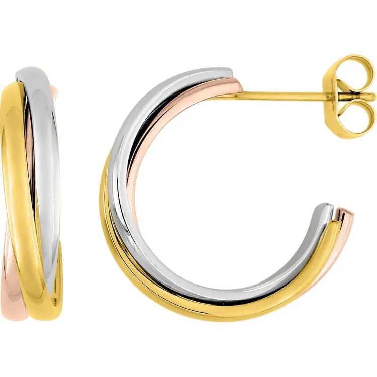 Boucles d'oreilles demi-créoles bicolores – Acier doré (v.2) | Bijouly