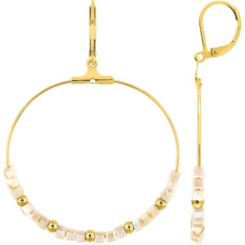 Boucles d'oreilles créoles cristal synthétique – Acier doré | Bijouly