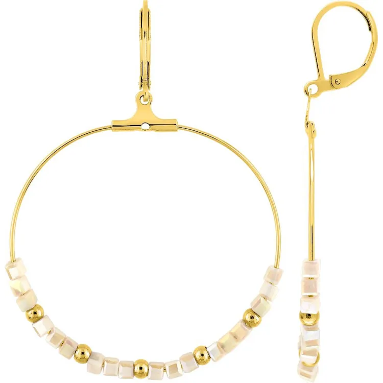 Boucles d'oreilles créoles cristal synthétique – Acier doré | Bijouly