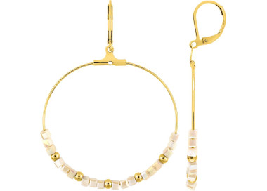 Boucles d'oreilles créoles cristal synthétique – Acier doré | Bijouly