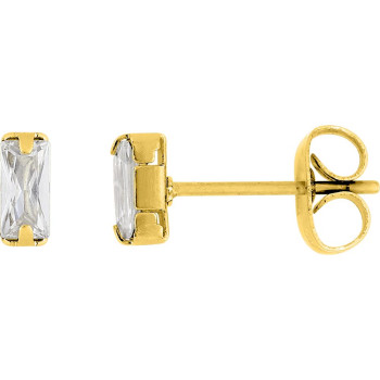 Boucles d'oreilles puces onyx blanc – Acier doré | Bijouly