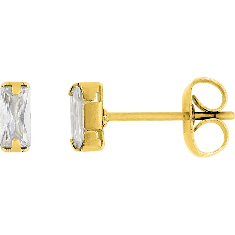 Boucles d'oreilles puces onyx blanc – Acier doré | Bijouly