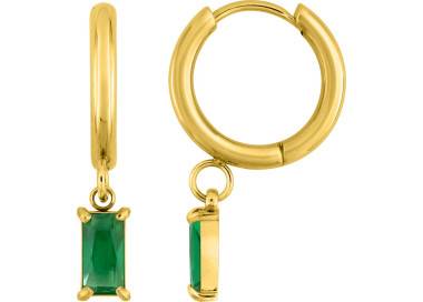 Boucles d'oreilles créoles onyx vert – Acier doré | Bijouly