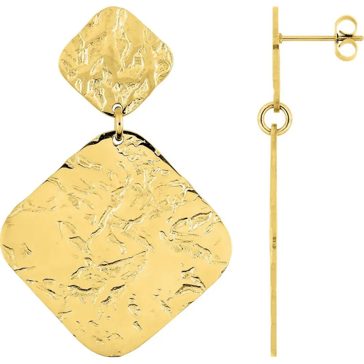 Boucles d'oreilles pendantes – Acier doré (grandes) | Bijouly