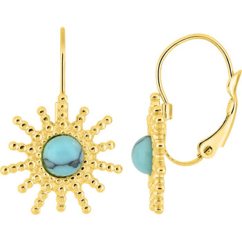 Boucles d'oreilles dormeuses turquoise – Acier doré | Bijouly