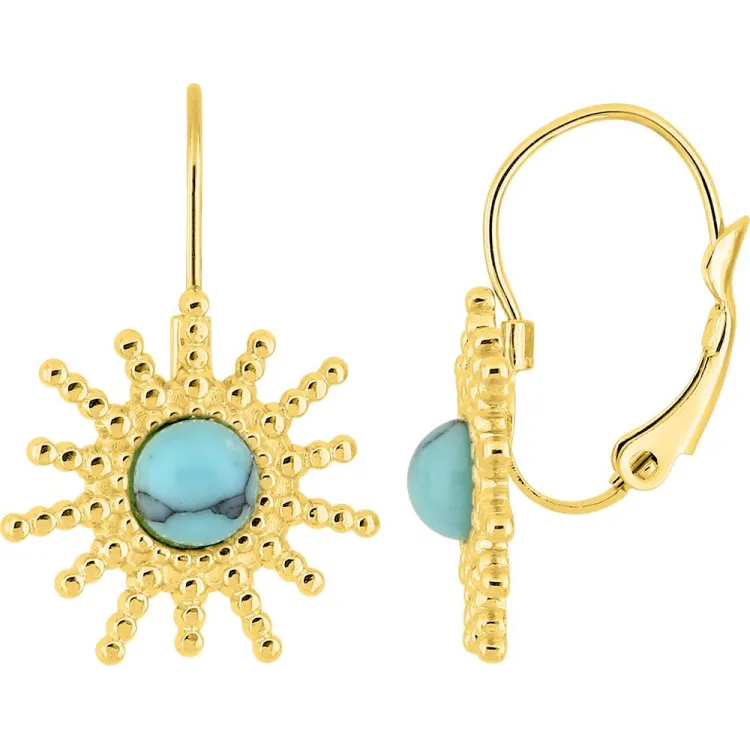 Boucles d'oreilles dormeuses turquoise – Acier doré | Bijouly
