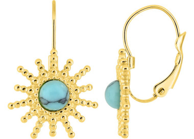 Boucles d'oreilles dormeuses turquoise – Acier doré | Bijouly