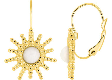 Boucles d'oreilles dormeuses agate blanche – Acier doré | Bijouly