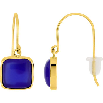 Boucles d'oreilles crochet agate bleue teintée – Acier doré | Bijouly