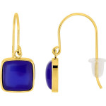 Crochets Bleuet — acier doré et agate bleue 10 mm