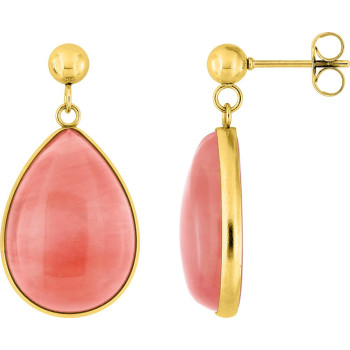 Boucles d'oreilles pendantes IP jaune et jade | Bijouly