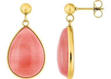 Boucles d'oreilles pendantes IP jaune et jade | Bijouly