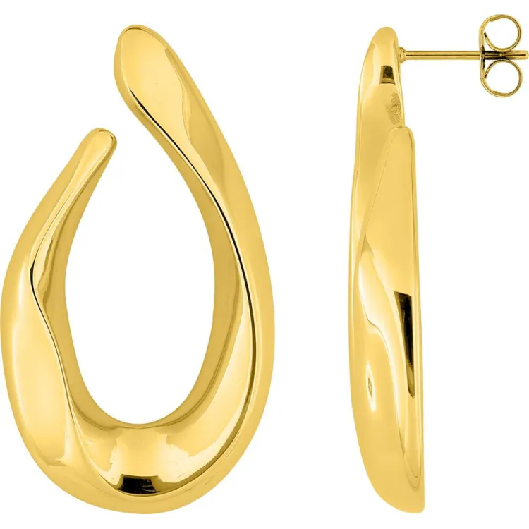 Boucles d'oreilles demi-créoles – Acier doré (grandes) | Bijouly