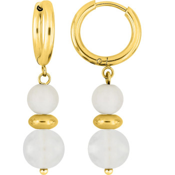 Boucles d'oreilles créoles jaspe – Acier doré | Bijouly