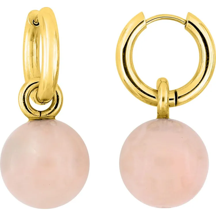 Boucles d'oreilles créoles acrylique – Acier doré | Bijouly