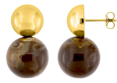 Boucles d'oreilles puces acrylique – Acier doré | Bijouly