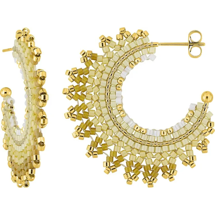Boucles d'oreilles créoles verre doré – Acier doré (v.2) | Bijouly