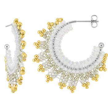 Boucles d'oreilles créoles verre doré – Acier doré (v.1) | Bijouly