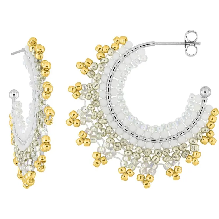 Boucles d'oreilles créoles verre doré – Acier doré (v.1) | Bijouly