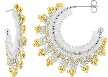Boucles d'oreilles créoles verre doré – Acier doré (v.1) | Bijouly