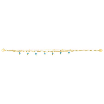 Bracelet turquoise synthétique – Acier doré | Bijouly
