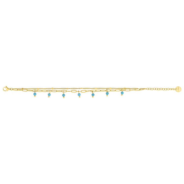 Bracelet turquoise synthétique – Acier doré | Bijouly