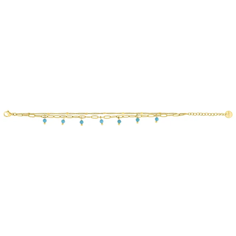 Bracelet turquoise synthétique – Acier doré | Bijouly