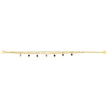 Bracelet tourmaline rose souple – Acier doré | Bijouly