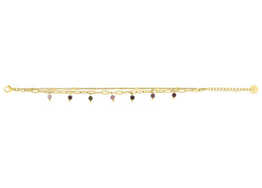 Bracelet tourmaline rose souple – Acier doré | Bijouly