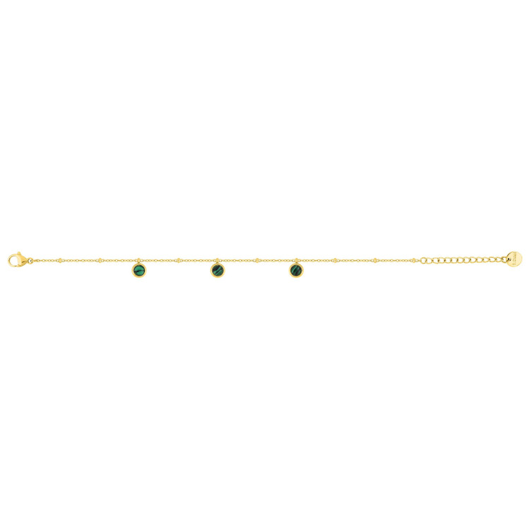 Bracelet malachite synthétique – Acier doré (fin) | Bijouly