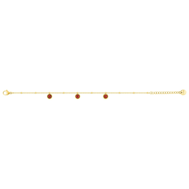 Bracelet cristal rouge – Acier doré (fin) | Bijouly