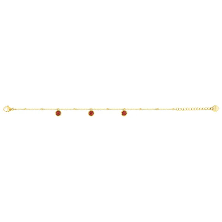 Bracelet cristal rouge – Acier doré (fin) | Bijouly