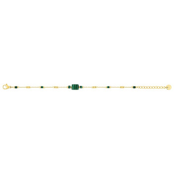 Bracelet malachite synthétique et verre – Acier doré | Bijouly