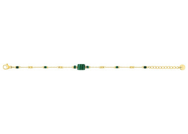 Bracelet malachite synthétique et verre – Acier doré | Bijouly