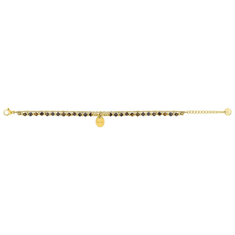 Bracelet œil de tigre – Acier doré | Bijouly