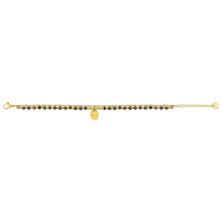 Bracelet œil de tigre – Acier doré | Bijouly