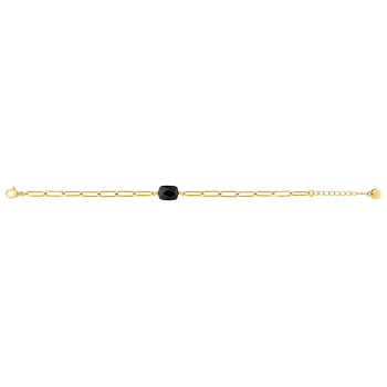 Bracelet agate noire – Acier doré | Bijouly